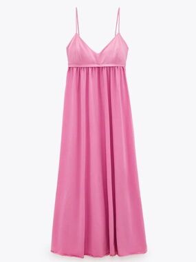 Zara Pink Tank Maxi Dress Sleeveless Bodycon Casual Summer